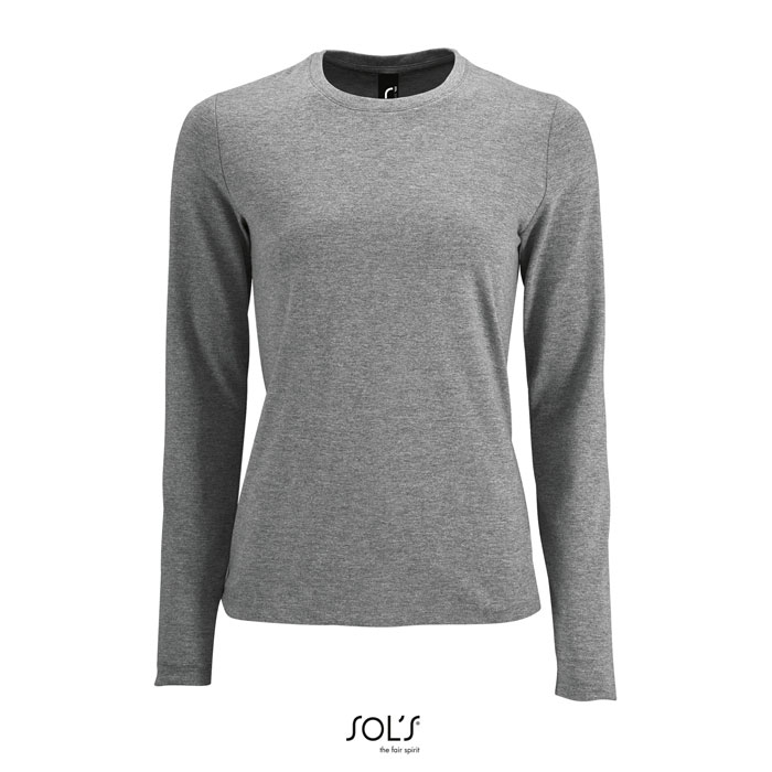 Tee-shirt publicitaire manches longues Femme 190g Gris chiné
